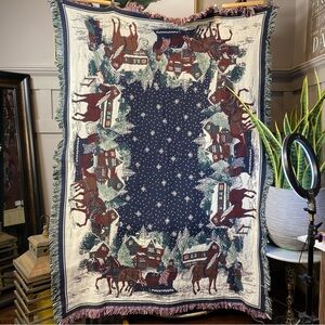 American Sleigh Ride, Christmas Tapestry Throw Blanket, 70 x 50, Goodwin Weavers